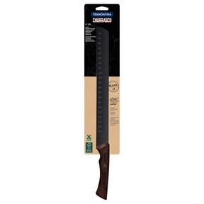 Faca para Fatiar Tramontina Churrasco Black com Lâmina em Aço Inox Escurecido e Cabo de Madeira 12"
