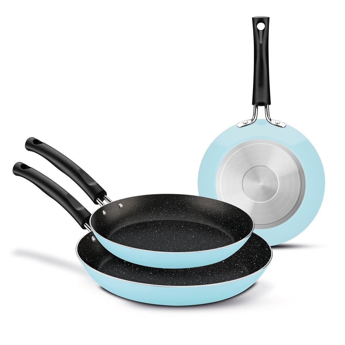 Jogo de Frigideiras Tramontina em Alumínio com Revestimento Interno Antiaderente Starflon Max e Externo em Silicone Azul 3 Peças
