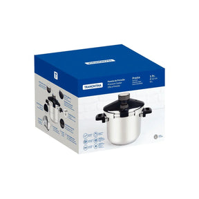 Panela de Pressão Tramontina Presto em Aço Inox Fundo Triplo com 5 Dispositivos de Segurança 22 cm 6 L